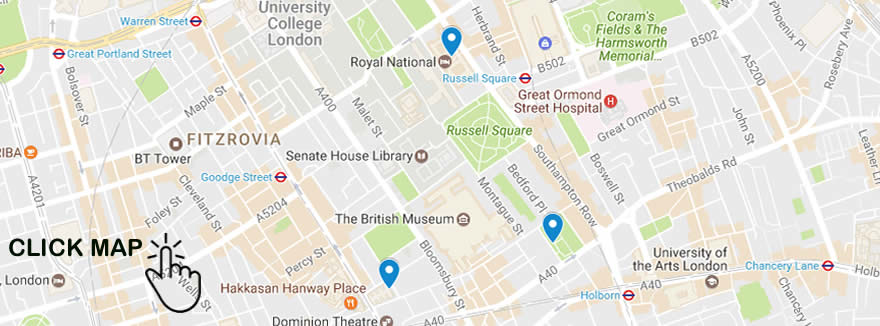 A map showing the location of Bugbug's bases in London